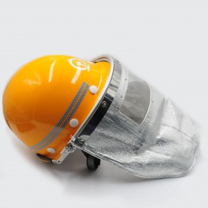 Fiber glass high temperature resistance safety hard hat with Aluminum foil shawl and PMMA visor for foundry worers using