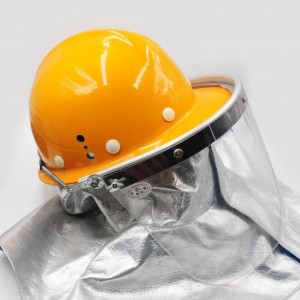 FRP material light weight safety helmet for foundry workers high temperature resistance with Aluminum foil shawl and PMMA visor