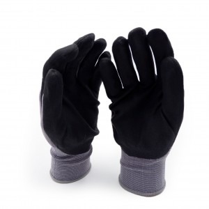 Nylon / Spandex Covered Yarn inner Black&Grey PU Palm Coat Safety Work Precision Assembly Glove