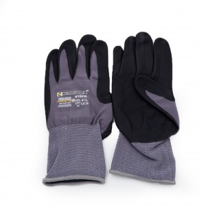 Nylon / Spandex Covered Yarn inner Black&Grey PU Palm Coat Safety Work Precision Assembly Glove