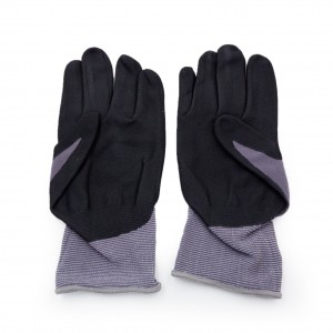 Nylon / Spandex Covered Yarn inner Black&Grey PU Palm Coat Safety Work Precision Assembly Glove