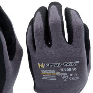 Nylon / Spandex Covered Yarn inner Black&Grey PU Palm Coat Safety Work Precision Assembly Glove