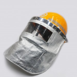 Fiber glass high temperature resistance safety hard hat with Aluminum foil shawl and PMMA visor for foundry worers using