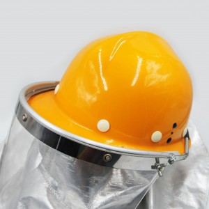 FRP material light weight safety helmet for foundry workers high temperature resistance with Aluminum foil shawl and PMMA visor