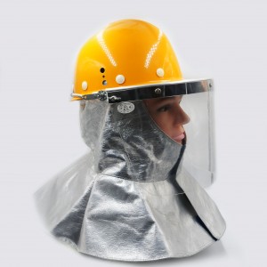 FRP material light weight safety helmet for foundry workers high temperature resistance with Aluminum foil shawl and PMMA visor