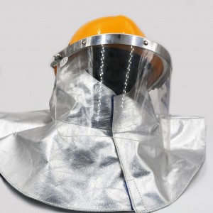 FRP material light weight safety helmet for foundry workers high temperature resistance with Aluminum foil shawl and PMMA visor