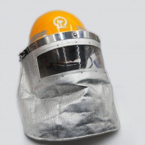 Fiber glass high temperature resistance safety hard hat with Aluminum foil shawl and PMMA visor for foundry worers using