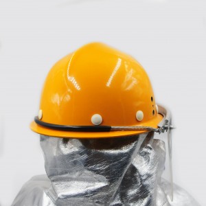 FRP material light weight safety helmet for foundry workers high temperature resistance with Aluminum foil shawl and PMMA visor