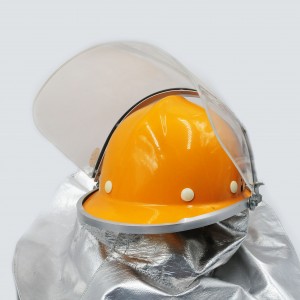 FRP material light weight safety helmet for foundry workers high temperature resistance with Aluminum foil shawl and PMMA visor